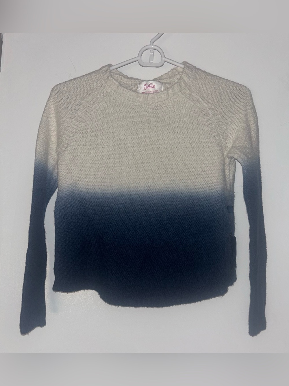 Justice Ombre Crewneck Sweater - Cream to Navy Blue